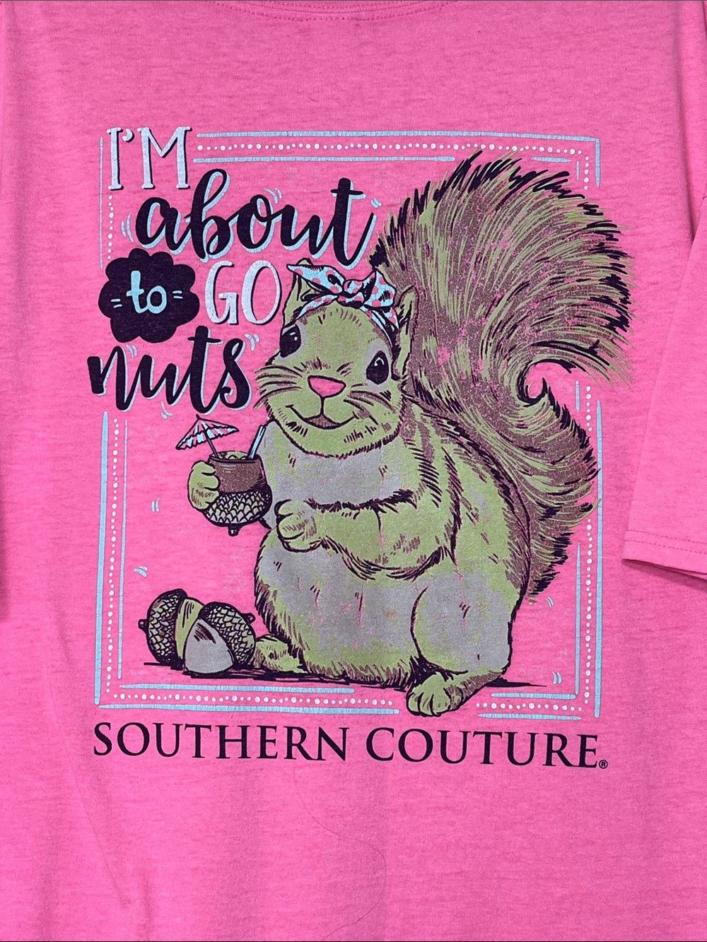 Southern Couture 3XL Pink Squirrel Graphic Tee I’m About to Go Nuts Shirt
